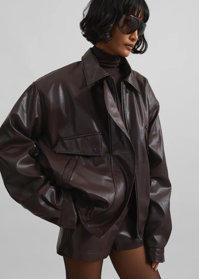 The Frankie Shop Outerwear Naica Padded Faux Leather Jacket 8211 Brown 8211 Women The Frankie Shop Outerwear Naica Padded Faux Leather Jacket 8211 Brown 8211 Women