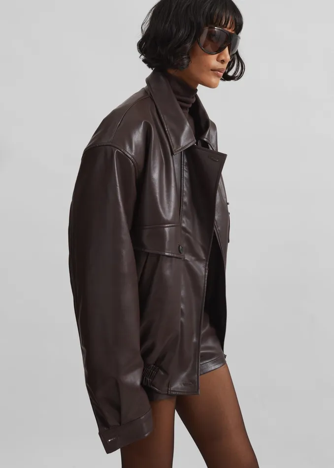 The Frankie Shop Outerwear Naica Padded Faux Leather Jacket 8211 Brown 8211 Women
