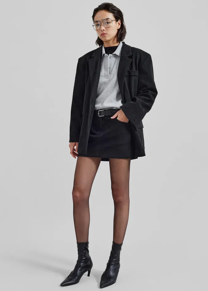 The Frankie Shop Outerwear Peoria Faux Suede Blazer 8211 Black 8211 Women