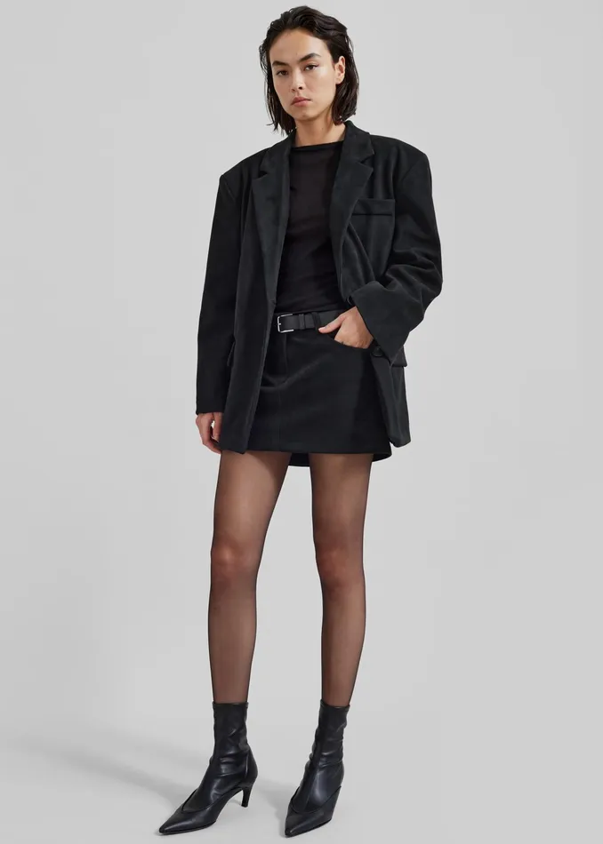 The Frankie Shop Outerwear Peoria Faux Suede Blazer 8211 Black 8211 Women
