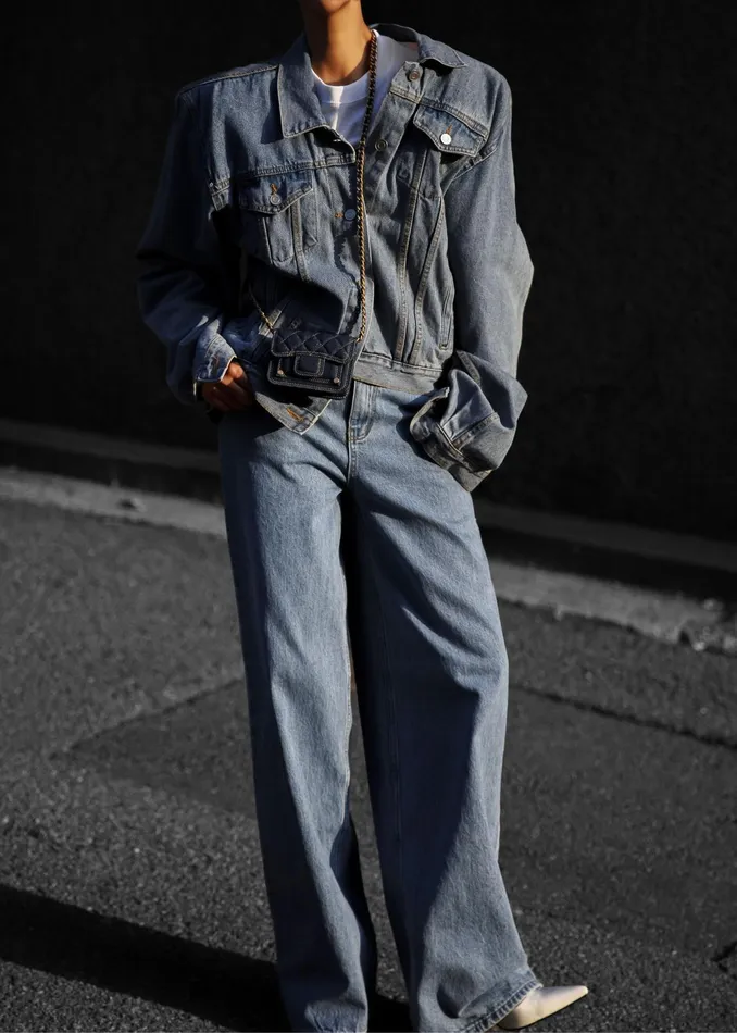The Frankie Shop Outerwear Timothee Padded Denim Jacket 8211 Light Wash 8211 Women