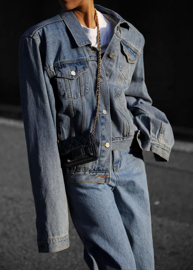 The Frankie Shop Outerwear Timothee Padded Denim Jacket 8211 Light Wash 8211 Women