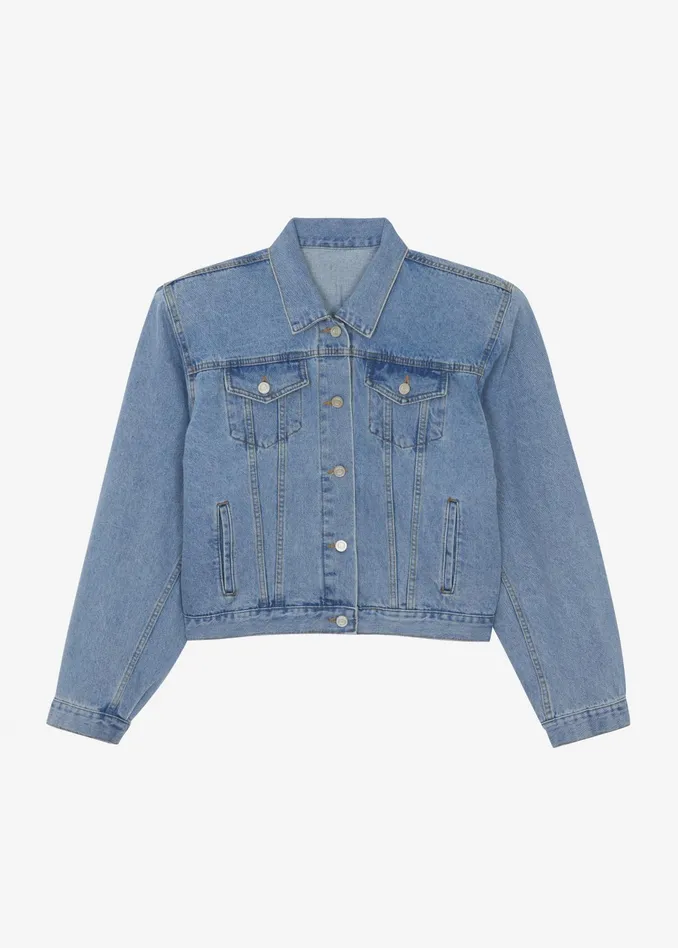 The Frankie Shop Outerwear Timothee Padded Denim Jacket 8211 Light Wash 8211 Women