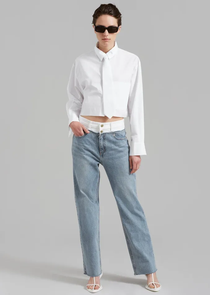 The Frankie Shop Tops Annie Necktie Shirt 8211 White 8211 Women