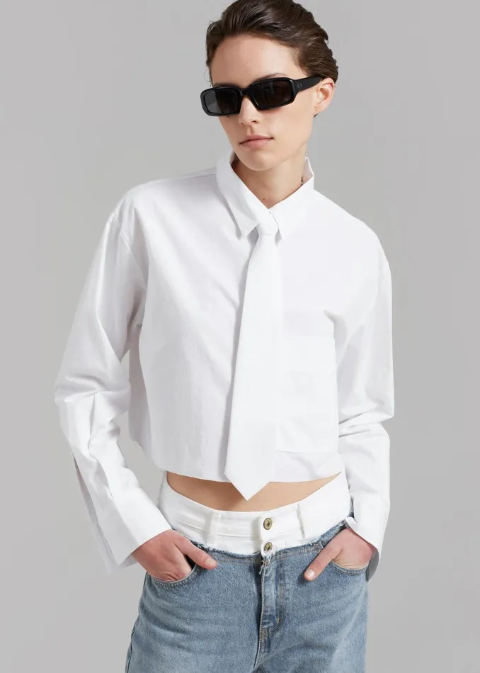 The Frankie Shop Tops Annie Necktie Shirt 8211 White 8211 Women