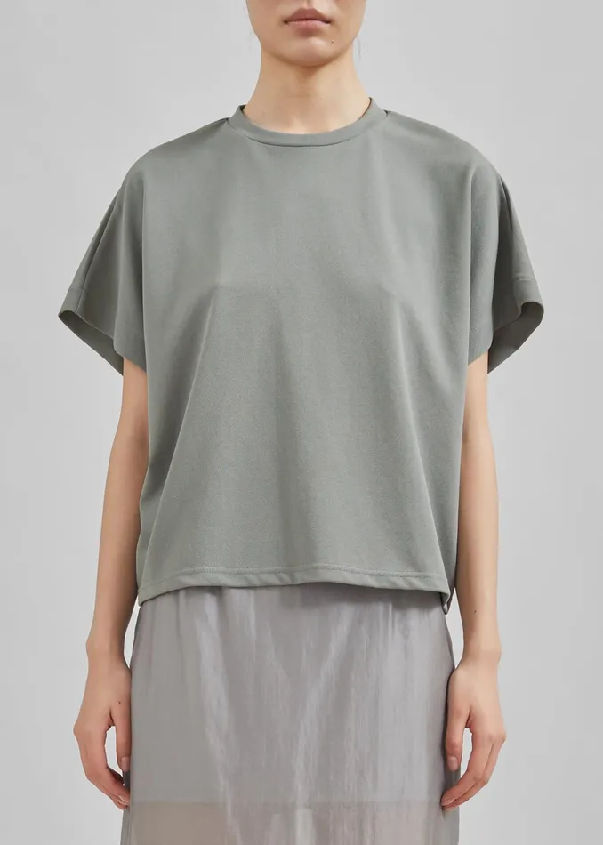 The Frankie Shop Tops Aster Boxy TShirt 8211 Khaki 8211 Women