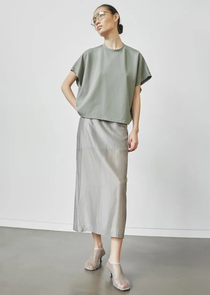 The Frankie Shop Tops Aster Boxy TShirt 8211 Khaki 8211 Women
