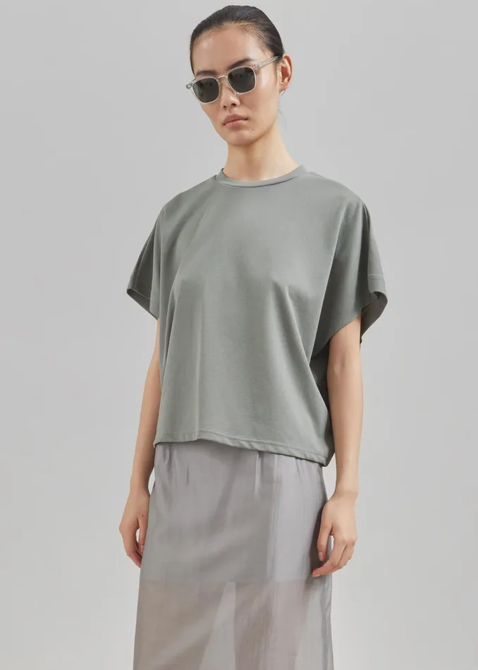 The Frankie Shop Tops Aster Boxy TShirt 8211 Khaki 8211 Women
