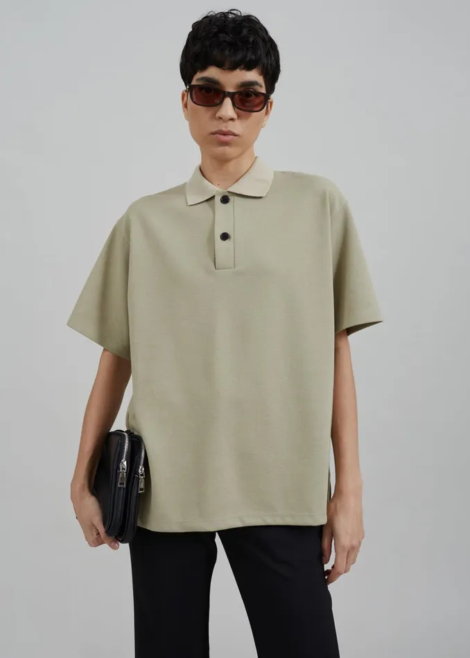 The Frankie Shop Tops Dianne Polo Shirt 8211 Khaki 8211 Women