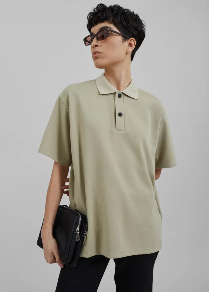 The Frankie Shop Tops Dianne Polo Shirt 8211 Khaki 8211 Women