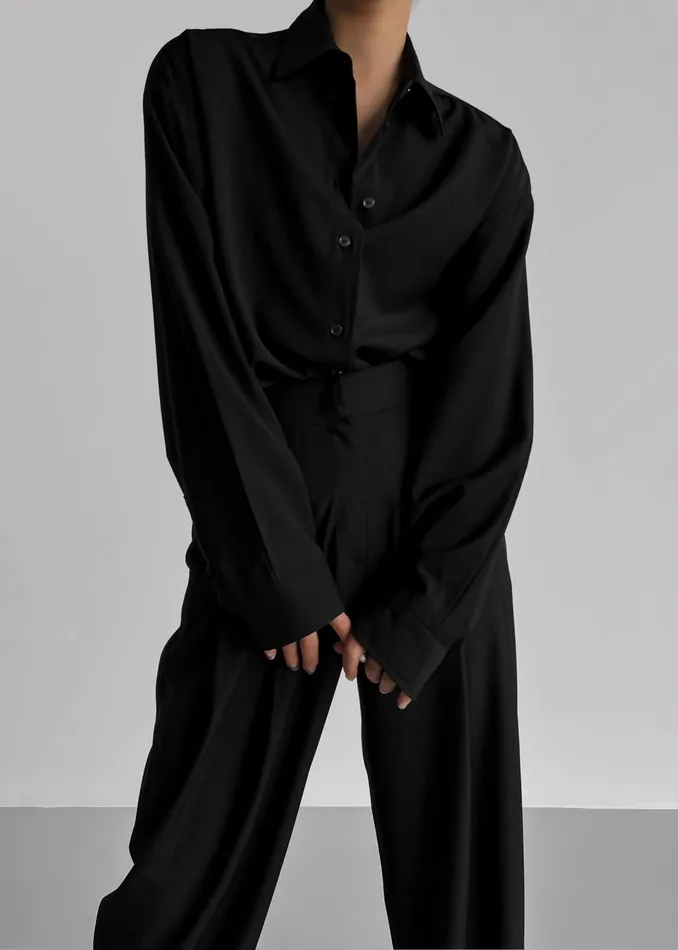 The Frankie Shop Tops Gelso Shirt 8211 Black 8211 Women