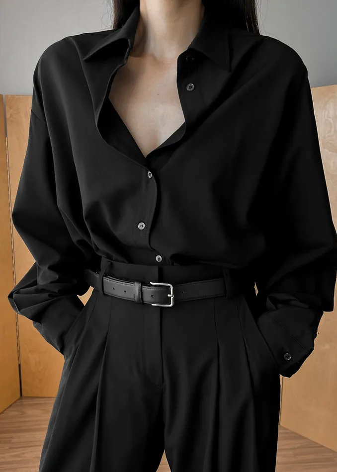 The Frankie Shop Tops Gelso Shirt 8211 Black 8211 Women