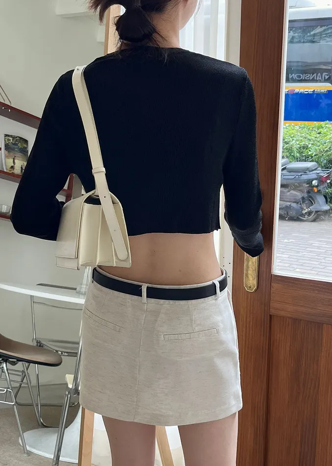 The Frankie Shop Tops Kaz Cropped Knit Top 8211 Black 8211 Women