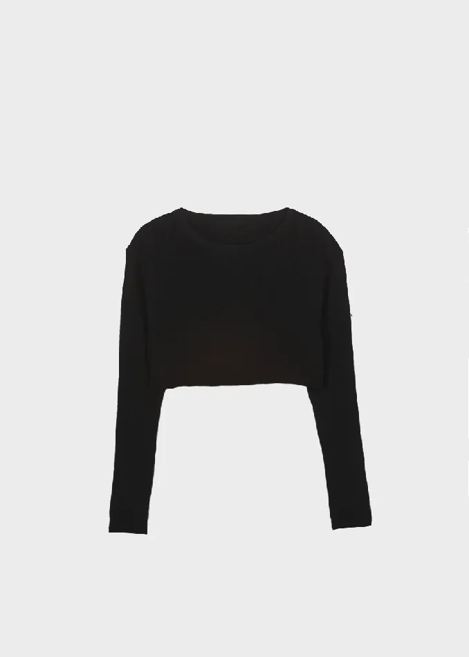 The Frankie Shop Tops Kaz Cropped Knit Top 8211 Black 8211 Women