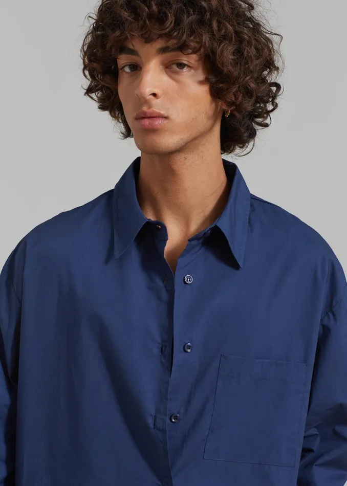 The Frankie Shop Tops Matthias Oversized Shirt 8211 Navy 8211 Men