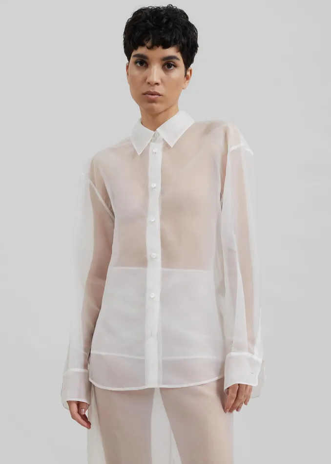 The Frankie Shop Tops Peri Sheer Shirt 8211 White 8211 Women