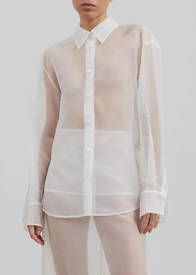 The Frankie Shop Tops Peri Sheer Shirt 8211 White 8211 Women