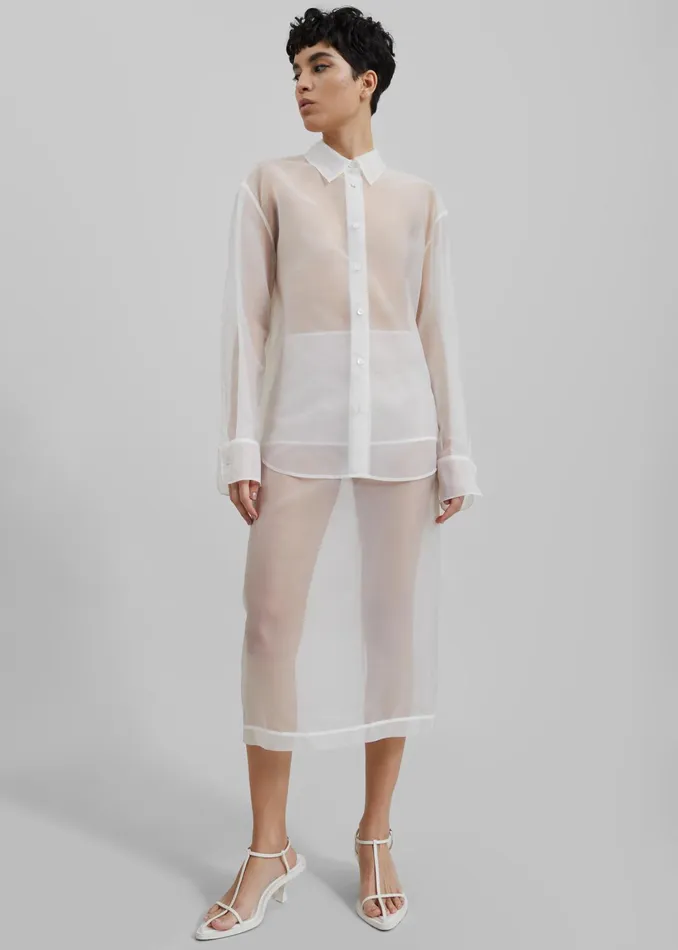 The Frankie Shop Tops Peri Sheer Shirt 8211 White 8211 Women