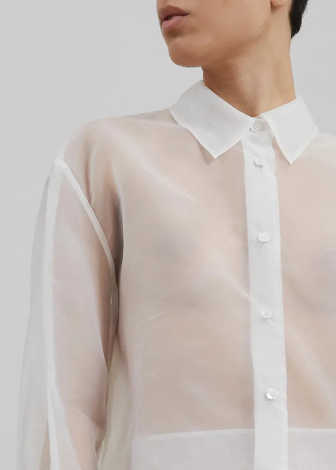 The Frankie Shop Tops Peri Sheer Shirt 8211 White 8211 Women