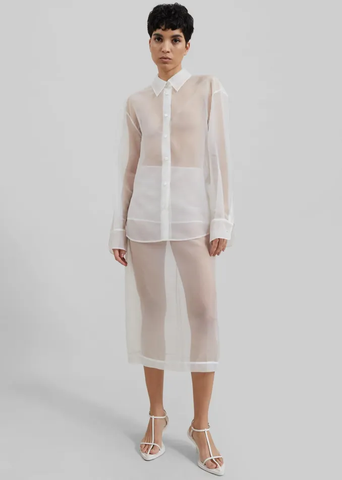 The Frankie Shop Tops Peri Sheer Shirt 8211 White 8211 Women