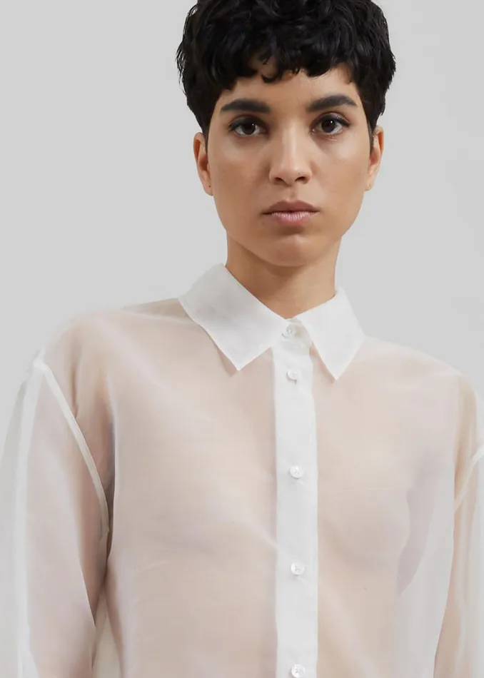 The Frankie Shop Tops Peri Sheer Shirt 8211 White 8211 Women