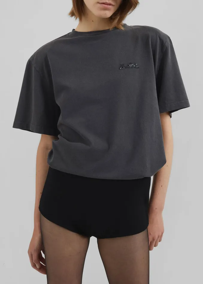 The Frankie Shop Tops Rotate Heavy Oversized TShirt 8211 Black Wash 8211 Women