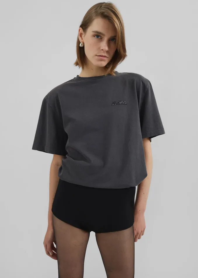 The Frankie Shop Tops Rotate Heavy Oversized TShirt 8211 Black Wash 8211 Women