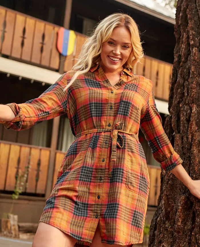 ToadandCo Flannels Women8217s ReForm Flannel Shirtdress Cedar Ombre