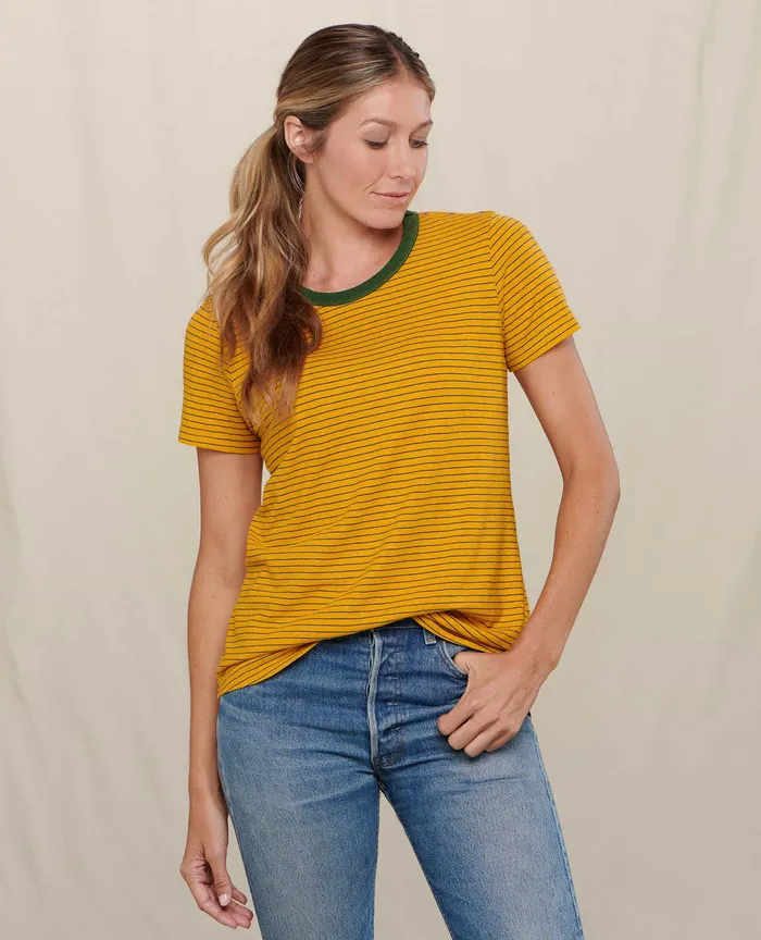 Tops and TShirts ToadandCo Women8217s Women8217s Grom Ringer Crew Gooseberry Stripe