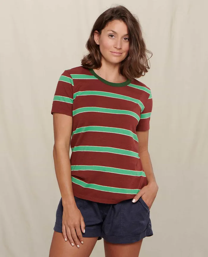 Tops and TShirts Women8217s ToadandCo Women8217s Grom Ringer Crew Henna Wide Stripe