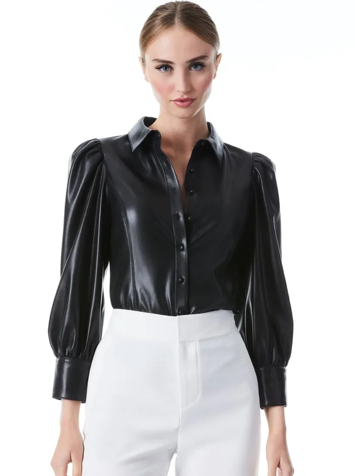Tops Women Alice Olivia Nadine Vegan Top Black