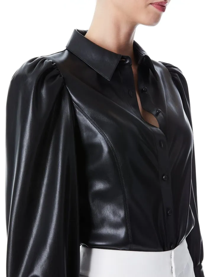 Tops Women Alice Olivia Nadine Vegan Top Black