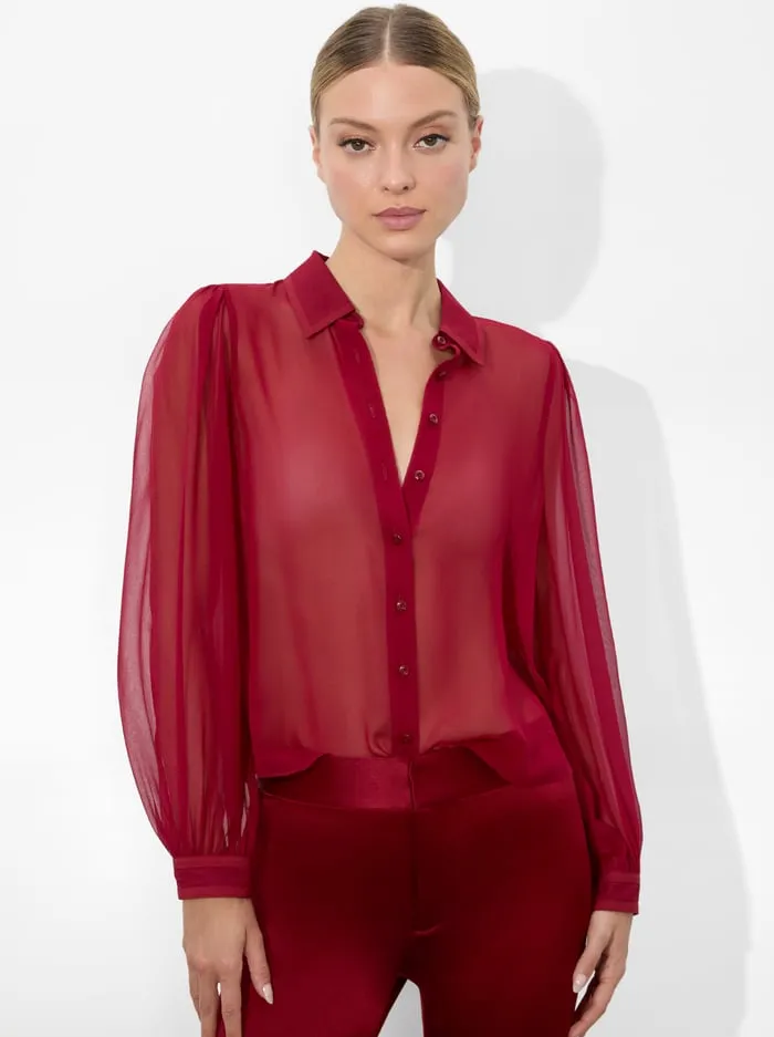 Tops Women Alice Olivia Roanne Button Down Garnet