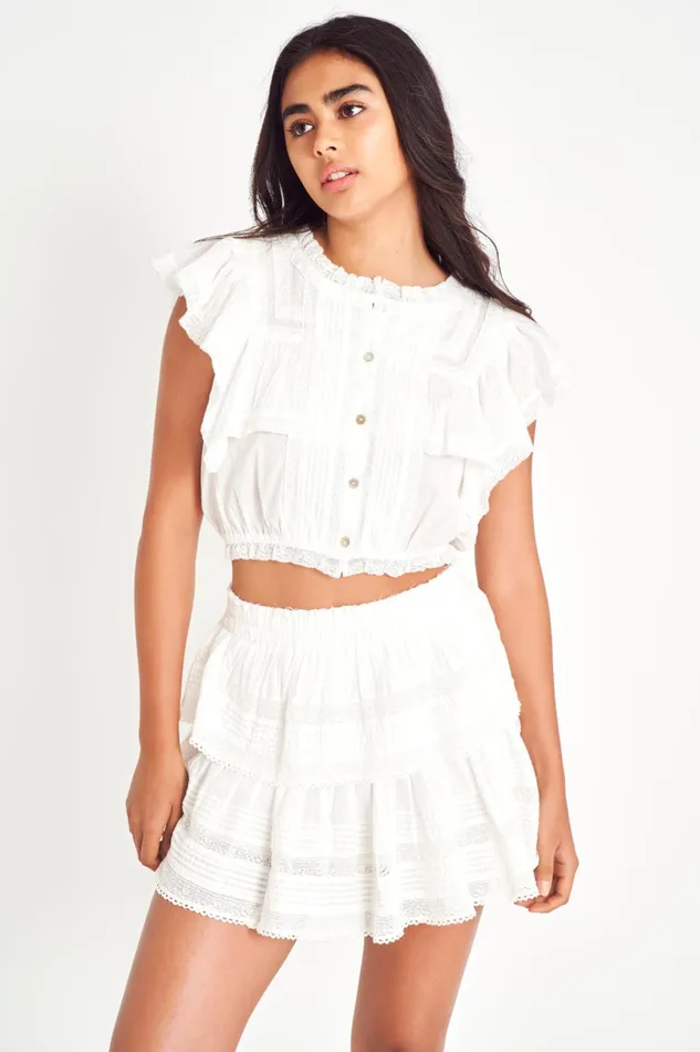 Tops Women LoveShackFancy Nora Heritage Top Antique White Tops Women LoveShackFancy Nora Heritage Top Antique White