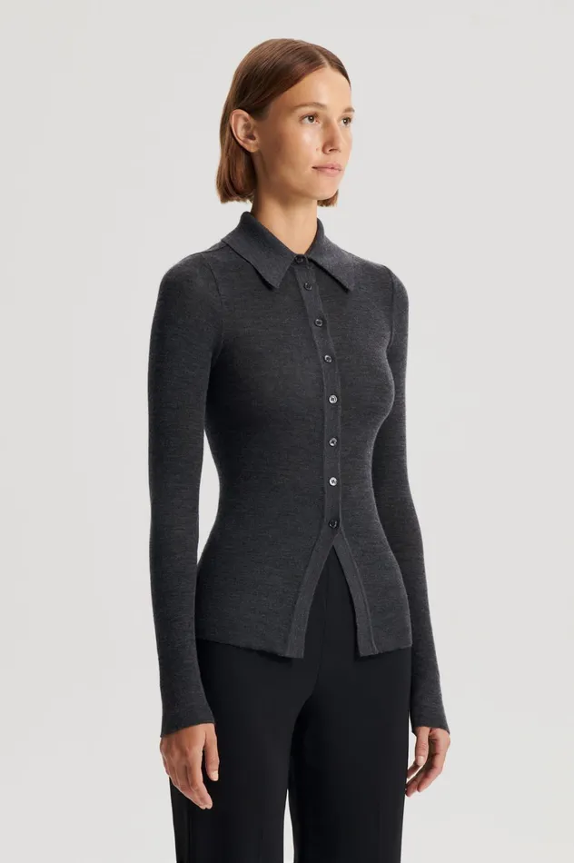 Tops Women Scanlan Theodore BABYWOOL CARDIGAN Charcoal All