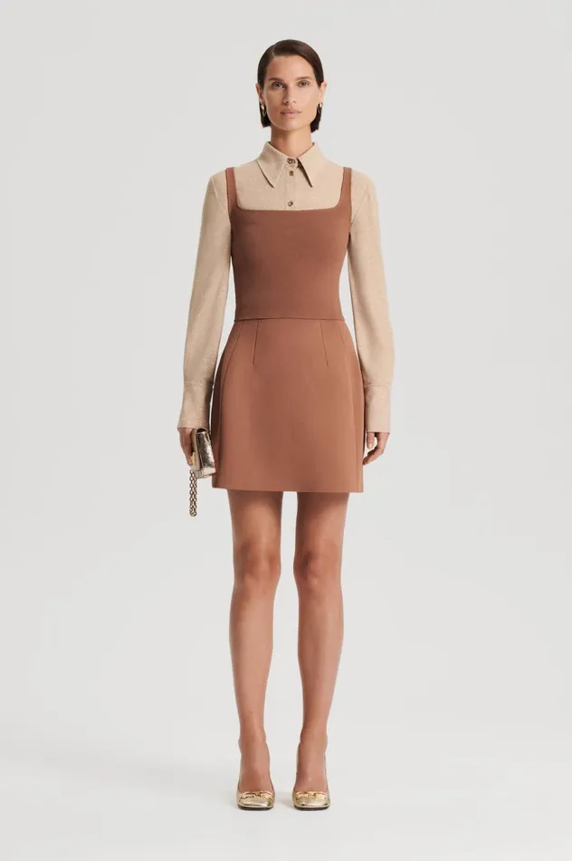 Tops Women Scanlan Theodore CREPE KNIT SQUARE CAMISOLE Spice