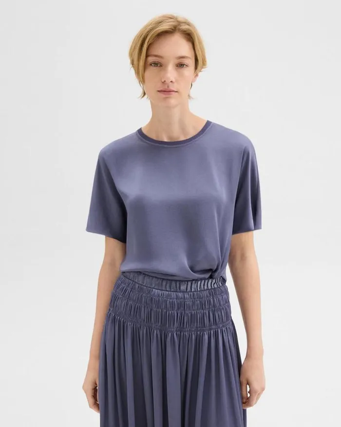 Tops Women Theory Dolman Sleeve Tee In Recycled Satin Aged Sapphire