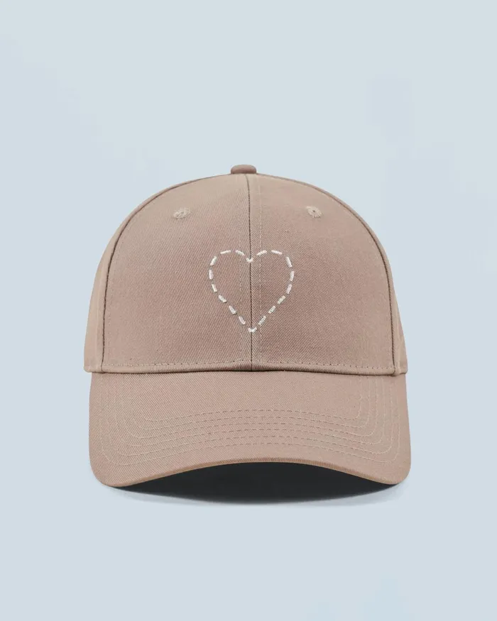 Tote Bags From Future Embroidered Heart Curved Visor Cap Taupe