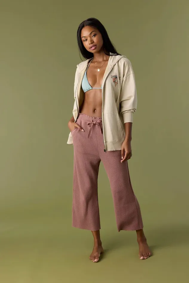 TOUR WAFFLE KNIT CROPPED LOUNGE PANTS Burlwood Women O039NEILL Collections