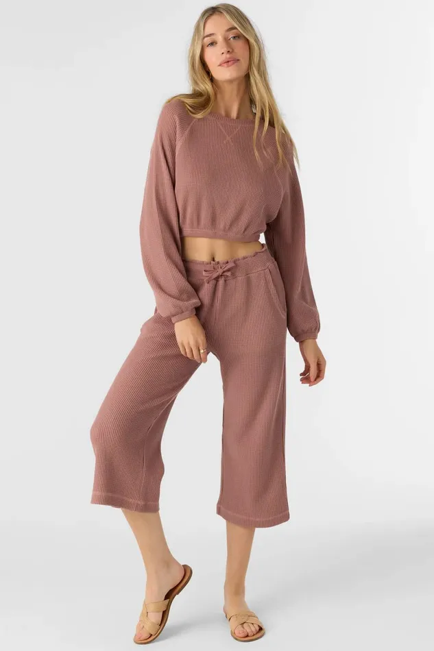 TOUR WAFFLE KNIT CROPPED LOUNGE PANTS Burlwood Women O039NEILL Collections