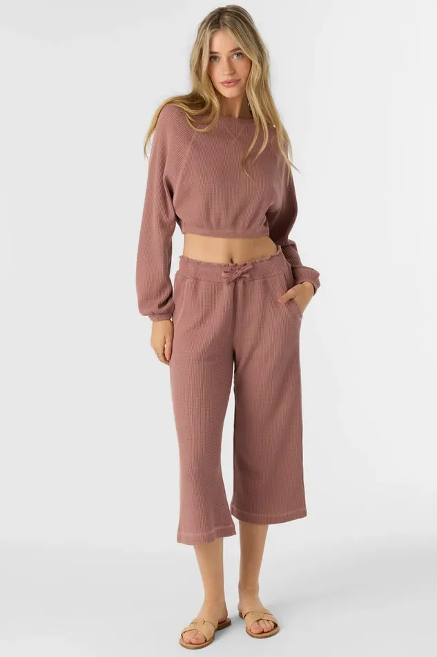 TOUR WAFFLE KNIT CROPPED LOUNGE PANTS Burlwood Women O039NEILL Collections