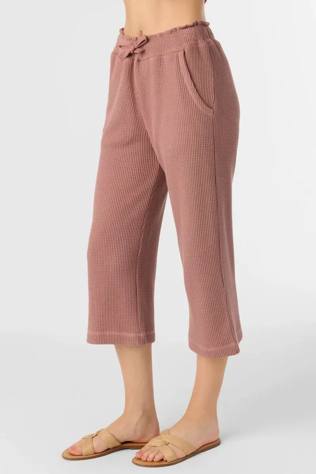 TOUR WAFFLE KNIT CROPPED LOUNGE PANTS Burlwood Women O039NEILL Collections