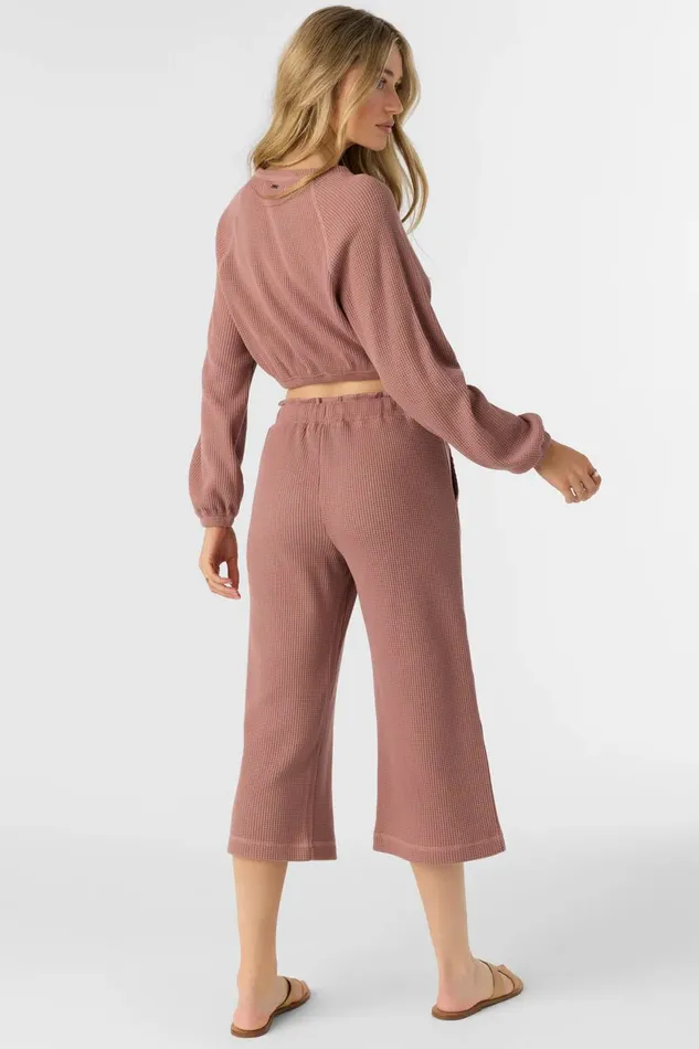 TOUR WAFFLE KNIT CROPPED LOUNGE PANTS Burlwood Women O039NEILL Collections
