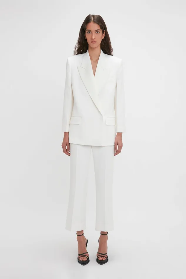 Trousers and Shorts Women Victoria Beckham Exclusive Cropped Tuxedo Trouser In Ivory
