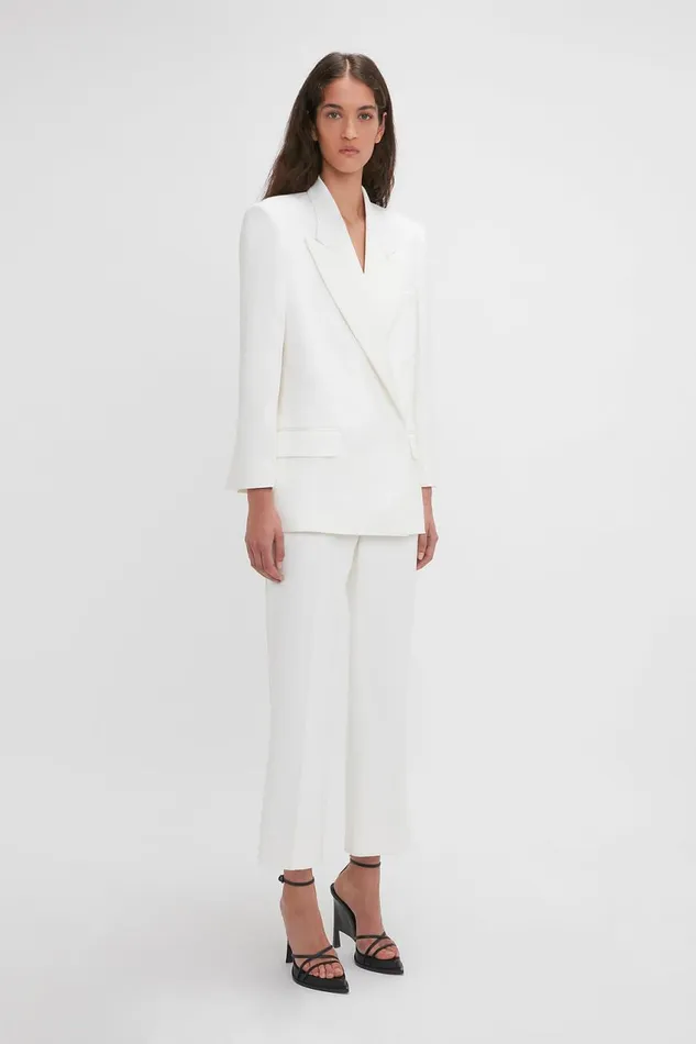 Trousers and Shorts Women Victoria Beckham Exclusive Cropped Tuxedo Trouser In Ivory