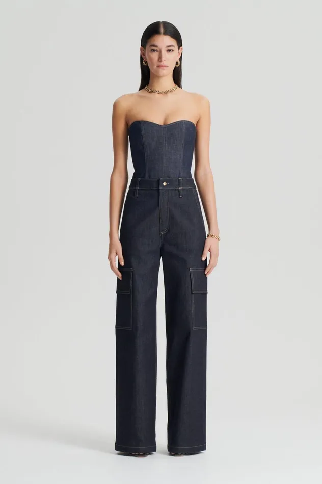Trousers Women Scanlan Theodore DENIM CARGO JEAN Indigo 1275