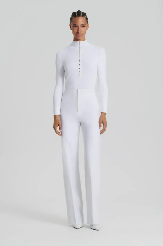 Trousers Women Scanlan Theodore TAILORED CREPE TROUSER White