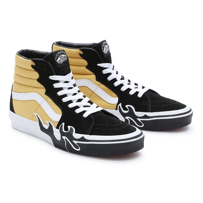 Vans HiTop Shoes Men Sk8Hi Flame Shoes Black