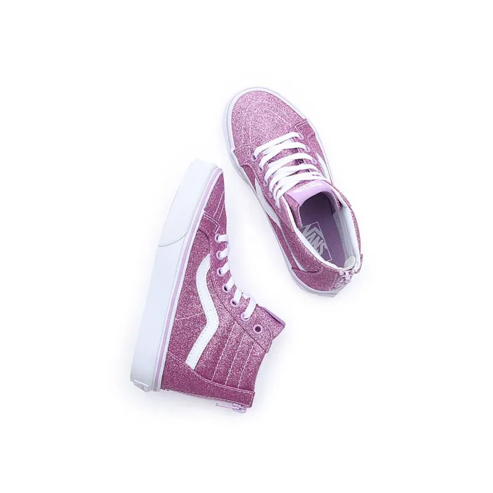 Vans Kids Shoes 48 Years Kids Glitter Sk8Hi Zip Shoes 48 Years Purple