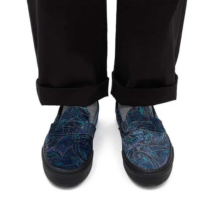 Vans Slipon Shoes Women Style 53 Velvet Shoes Blue